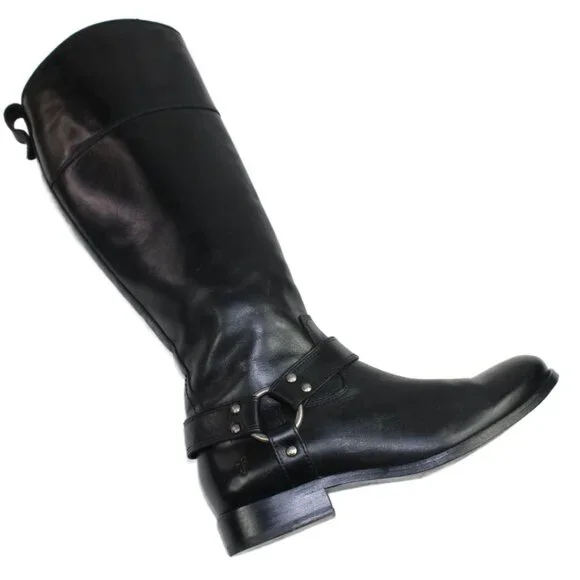 Frye Melissa Tall Black Leather Harness Equestrian Riding Boot, Size 7.5 - Picture 9 of 11